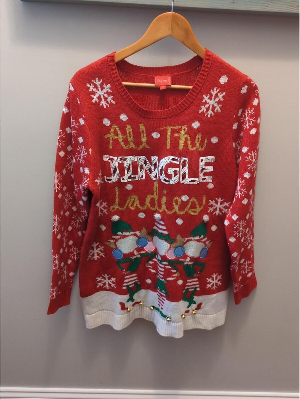 XL Ugly Christmas Sweater All The Jingle Ladies Elves PERSONALIZED PICTURES